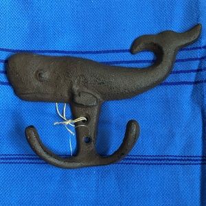 Bronzed Iron Whale Wall Hook NWT